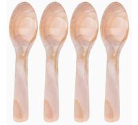 Lurrose Cucharas para Café de Concha Natural 4 Piezas 9 Cm Color Café Pequeño Diseño Polarizado para Postres Helados y Té Uso en Hogar y Restauración