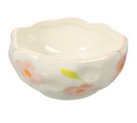 Lurrose Cuenco Cerámico Artesanal para Ensalada y Postres Bol Original Rosa con Diseño Floral Resistente y Versátil para Cocina y Celebraciones