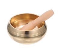 Lurrose Cuenco con Efecto Calmante Tibetano Hecho a Mano de Meditación en Cobre y Madera Ligero y Terapéutico con Mazo Incluido Adecuado para Yoga y Meditación