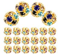 Lurrose Cuentas Sueltas de Gemas de Imitación 10mm Color Dorado Brillante para Pulseras y Collares Diy, 90 Piezas para Manualidades y Fabricación de Joyas