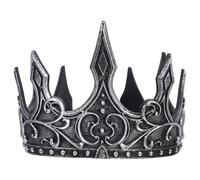 Lurrose Diadema Ajustable de Espuma Pu Ligera Estilo Tiara Medieval de Rey para Hombres en Fiestas y Halloween Diseño Antiguo y Acabado Plata
