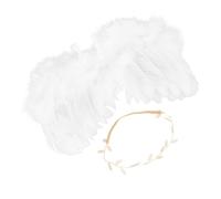 Lurrose Diadema Alas de Ángel en Color Blanco para Niña Plumas Simuladas, Accesorio Ligero para Fotografía y Disfraces Navideños en 1 Set Decorativo