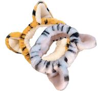 Lurrose Diadema Ancha de Felpa Elástica y Cómoda Orejas de Tigre para Mujer Paquete de 2 Piezas Adecuado para Lavarse la Cara y Maquillaje