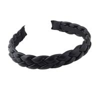 Lurrose Diadema Ancha Trenzada de Pu para Mujer, Tocado de Cabello Cruzado Negro, Accesorio Ligero y Flexible para Decoración de Fiesta y Uso Diario