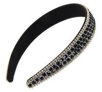 Lurrose Diadema Antideslizante Negra Gemas de Imitación, Diadema Brillante para Mujer, Accesorio Cabello en Fiestas, Bodas y Uso Diario, Elegante y Cómoda