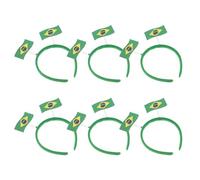 Lurrose Diadema Bandera de Brasil para Fiestas de Fútbol, Pack de 6 Unidades, Accesorios Cabello Suaves y Antideslizantes, Adecuado para Animar Eventos Deportivos y Celebraciones