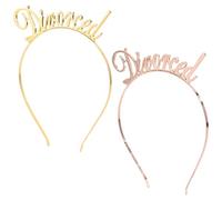 Lurrose Diadema Cabello Letras Doradas, Elástica y Cómoda, 2 Piezas para Fiesta de Divorciadas y Celebraciones Sencillas