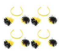 Lurrose Diadema de Abeja Peluda Pompones Negros y Amarillos, 4 Piezas para Fiesta Temática, Cosplay y Accesorios para Disfraz Escolar, Decoración para Cumpleaños y Eventos Patrióticos