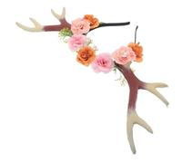 Lurrose Diadema de Astas de Reno Realistas para Halloween y Navidad Accesorio Creativo para Disfraces Diadema Marrón para Fiestas y Cosplay