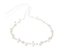 Lurrose Diadema de Boda Perlas Artificiales y Cinta de Color Claro Elegante para Mujer, Accesorio Cabello Chic Adecuado para Bodas y Fiestas