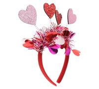 Lurrose Diadema de Corazón Lentejuelas Rojas para Mujer Accesorio Festivo para San Valentín Cumpleaños y Despedidas de Soltera Complemento Decorativo para Fiestas 1 Unidad