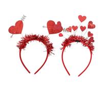Lurrose Diadema de Corazón Roja 2 Piezas para Cabello, Accesorio para Fiesta de Bodas y San Valentín, Diadema de Fiesta Decorativa Forma de Corazón para Mujeres y Niñas