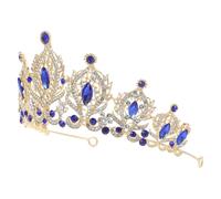 Lurrose Diadema de Cristal Azul para Novia Aleación Delicada, Fácil de Poner y Quitar, Adecuado para Bodas y Aniversarios como Accesorio Elegante para Mujeres