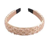 Lurrose Diadema De Cristal Con Aro De Pelo Hecha a Mano Con Cuentas Elegante Banda Para El Cabello Mujer Fiesta Y Uso Diario Champán 5.90X5.11X1.18In