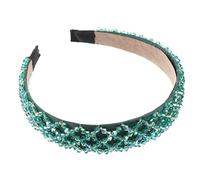 Lurrose diadema de cristal de imitación diadema de borde ancho aro de cabeza de brillo colorido elegante encanto sombreros para mujer niña verde