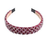 Lurrose diadema de cristal de imitación diadema de borde ancho aro de cabeza de brillo colorido elegante encanto sombreros para mujer niña rojo
