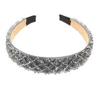 Lurrose diadema de cristal de imitación diadema de borde ancho aro de cabeza de brillo colorido elegante encanto sombreros para mujer niña gris claro