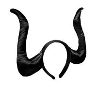 Lurrose Diadema de Cuernos de para Halloween Accesorio Ligero y Creativo para Disfraz para Fiestas Temáticas y Carnaval Decoración Negra de PU Brillante