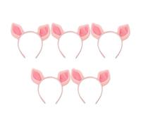 Lurrose Diadema de Dibujos Animados Orejas de Cerdo Rosa de Tela, 5 Piezas para Disfraces, Fiesta, Cosplay y Cuidado del Cabello, Accesorio Cómodo para Halloween y Cuidado Facial