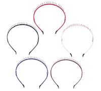 Lurrose Diadema de Dientes Largos Antideslizante para Mujer, 5 Piezas de Acero y Tela, Accesorios Cabello Diseño Clásico y Funcionalidad Segura