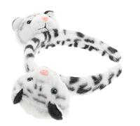 Lurrose Diadema de Felpa Color Claro Diseño de Tigre de Dibujos Animados, Diadema para Maquillaje de Mujer, Banda para Lavarse la Cara y Spa, Accesorio Cómodo para Cuidado del Cabello