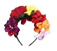 Lurrose Diadema de flores de rosas para Halloween, de flores del día de los muertos, bandas mexicanas para el pelo, accesorios creativos para cosplay carnaval