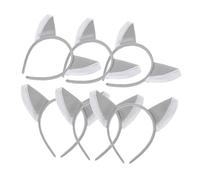 Lurrose Diadema de Peluche Orejas de Animal Gris, 6 Piezas para Fiestas y Cosplay Infantil, Accesorios Suaves y Cómodos para Fotos y Disfraces de Halloween