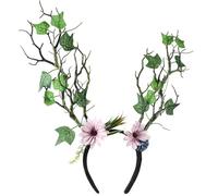 Lurrose Diadema Decorativa de Ramas de Árbol y Flores Artificiales para Mujer, Accesorio de Cabello para Fiestas y Eventos Navideños, Diseño Realista y Duradero