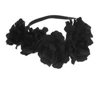 Lurrose Diadema Floral Negra de Rosas Ajustable Tejido Elegante para Mujer, Adecuado para Bodas y Sesiones de Fotografía, Mantiene el Cabello en Su Lugar