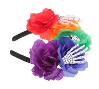 Lurrose Diadema Hecha para Adultos de Halloween Diseño de Calavera en Poliéster y Plástico, Versátil para Fiestas Temáticas y Cosplay Espeluznante
