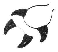Lurrose Diadema Negra con Cuernos y Horquillas para Cosplay Accesorio para Fiesta de Disfraces de Carnaval y Halloween Pasadores de Pelo con Gemas de Imitación Set de 2 Piezas