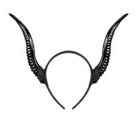 Lurrose Diadema Negra Cuernos de Oveja para Halloween, Accesorios Cabello de Plástico, Talla Única para Fiestas y Disfraces Infantiles