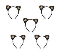 Lurrose Diadema Orejas de Gato Negras Hechas a Mano de Fieltro, 5 Piezas Cómodas y Creativas para Cosplay y Accesorios para Fotos