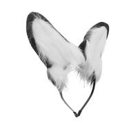 Lurrose Diadema Orejas de Perro de Material Sintético Negro, Talla Única Ajustable para Cosplay y Fiestas, Accesorio de Peluche para Mascotas y Adultos, Adecuado para Halloween