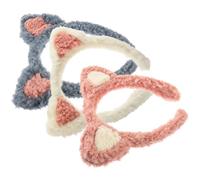 Lurrose Diadema para Mujer 3 Piezas Orejas de Gato de Tela, Banda Elástica para Maquillaje y Lavado Facial, Accesorios Skincare para Spa y Cuidado Piel, Colores,