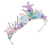 Lurrose Diadema para Niñas Estilo Sirena, Diseño de Concha de Mar Gemas, Color Plata, Tamaño Adulto, Diadema de Fiesta para Cumpleaños y Cosplay Temática Oceánica, Accesorio Ligero Pelo