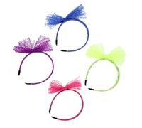 Lurrose Diadema Pelo Lazo Grande de Encaje, 4 Piezas Multicolor (morado, Fucsia, Verde Fluorescente, Azul Real), Accesorios Femeninos para Fiesta y Uso Diario