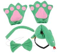 Lurrose Diadema Serpiente Infantil con Orejas Guantes y Corbatín Accesorios Realistas para Disfraces de Halloween y Fiestas Temáticas