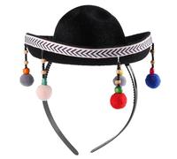 Lurrose Diadema Sombrero Mexicano de Fieltro Bola de Peluche, Gorro Pequeño Decorativo para Fiesta y Festival, Accesorio Ligero Unisex para Celebración Mexicana