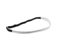 Lurrose Diadema Trenzada Elástica Ajustable para Mujer, Accesorio de Cabello Doble Trenza de Algodón, Banda de Pelo Ligera y Transpirable en Color Plateado, Adecuado para Uso Diario