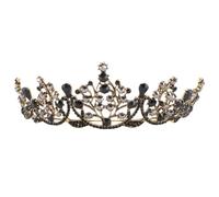 Lurrose Diadema Vintage Barroca para Novia en Boda, Adorno Cabello Ligero de Aleación Negra, Adecuado como Tocado Elegante para Fiesta y Celebración