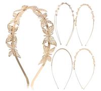 Lurrose Diademas Doradas de Metal 5 Piezas para Niña y Mujer, Diadema Delicada para Decoración del Cabello, Accesorios Elegantes para Fiestas, Bodas y Uso Diario