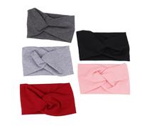 Lurrose Diademas Elásticas Cruzadas para 5 Piezas, Accesorios Cabello, Colores Sólidos (negro, Rosa, Gris Oscuro, Gris Claro, Burdeos), Banda Pelo Infantil, Pack de Tocados para Fiesta