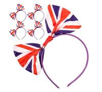 Lurrose Diademas Lazos Grandes y Diseño de Bandera Reino Unido 5 Piezas Accesorios para Celebraciones y Festivales Talla Única para Adultos y