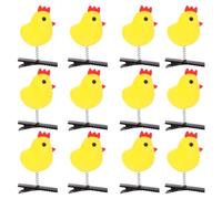 Lurrose Diseño de Pollito Amarillo de Niña y Mujer 12 Pinzas Cabello y Material de Metal y Tela Mecanismo de Clip de Resorte para Uso Diario