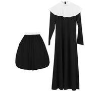 Lurrose Disfraz de Monja para Mujer Talla L, Conjunto Cosplay para Halloween y Teatro, Ropa Ligera y Cómoda, Accesorio para Fiesta y Representación Teatral, Disfraz de Monja Adulto