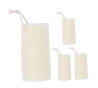 Lurrose Esponja de Lufa Natural para Baño 4 Piezas, Depurador Corporal Exfoliante Suave, Esponja Vegetal Biodegradable 15 Cm, Paño de Ducha para Piel Seca y Limpieza Corporal