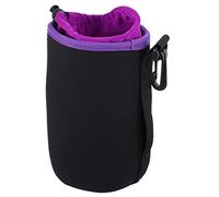 Lurrose Estuche para Lentes de Cámara Tamaño L Neopreno Negro | Resistente al Agua Golpes, Ajuste Elástico, Presilla y Clip Giratorio