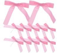 Lurrose Etiquetas Decorativas Lazo Rosa de Tela 25 CM Juego de 12 Unidades para Marcadores de Bebida Adornos Navideños y Decoración de Bodas y Fiestas Lazos Resistentes y Versátiles