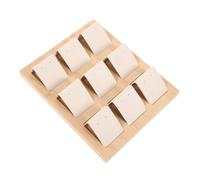 Lurrose Exhibidor de Pendientes de Bambú para 9 Pares Soporte de Almacenamiento para Joyería de Oreja Placa Organizadora Color Beige para Casa y Ferias de Artesanía